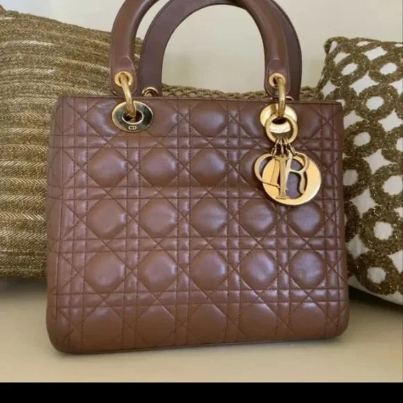 Christian Dior. Lady Dior Bags Lady Dior Medium Browncamel